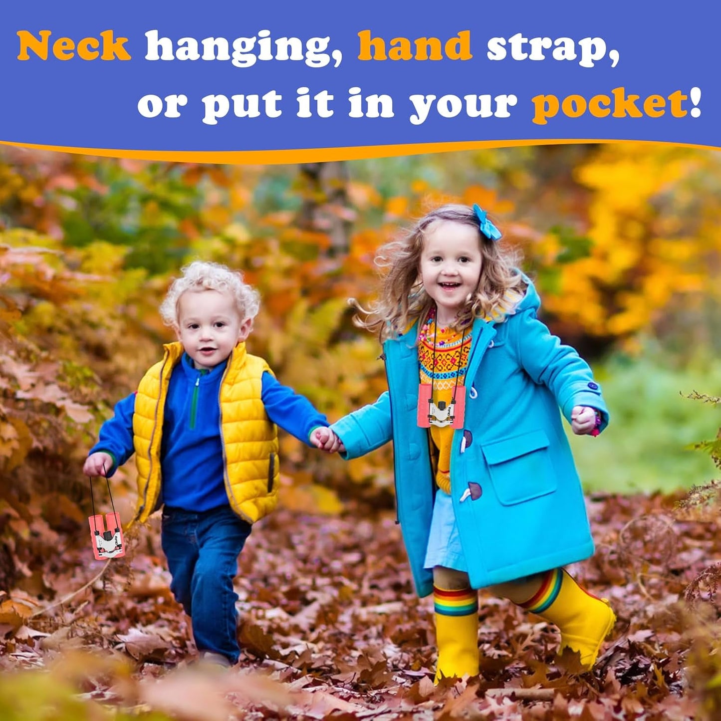 Obuby Real Binoculars for Kids Gifts for 3-12 Years Boys Girls 8x21 High-Resolution Optics Compact Toy Binocular for Bird Watching,Travel, Camping