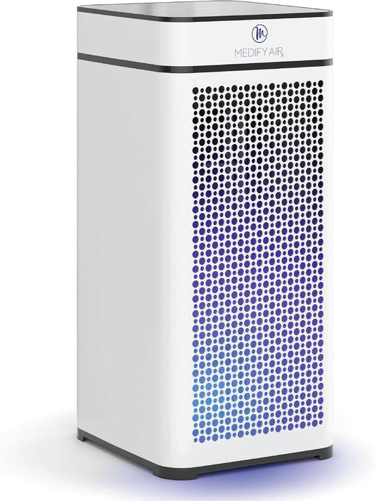 Medify MA-40 UV Light Air Purifier with True HEPA H14 Filter | 1,793 ft² Coverage in 1hr for Wildfires Smoke, Odors, Pollen, Pets | Removal to 0.1 Microns | White, 1-Pack