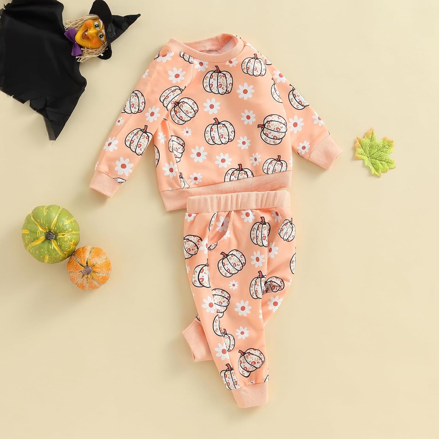 0-4T Toddler Boy Girl Halloween Outfit Fall Clothes Ghost Long Sleeve Sweatshirt Top Pants Baby Halloween Clothes