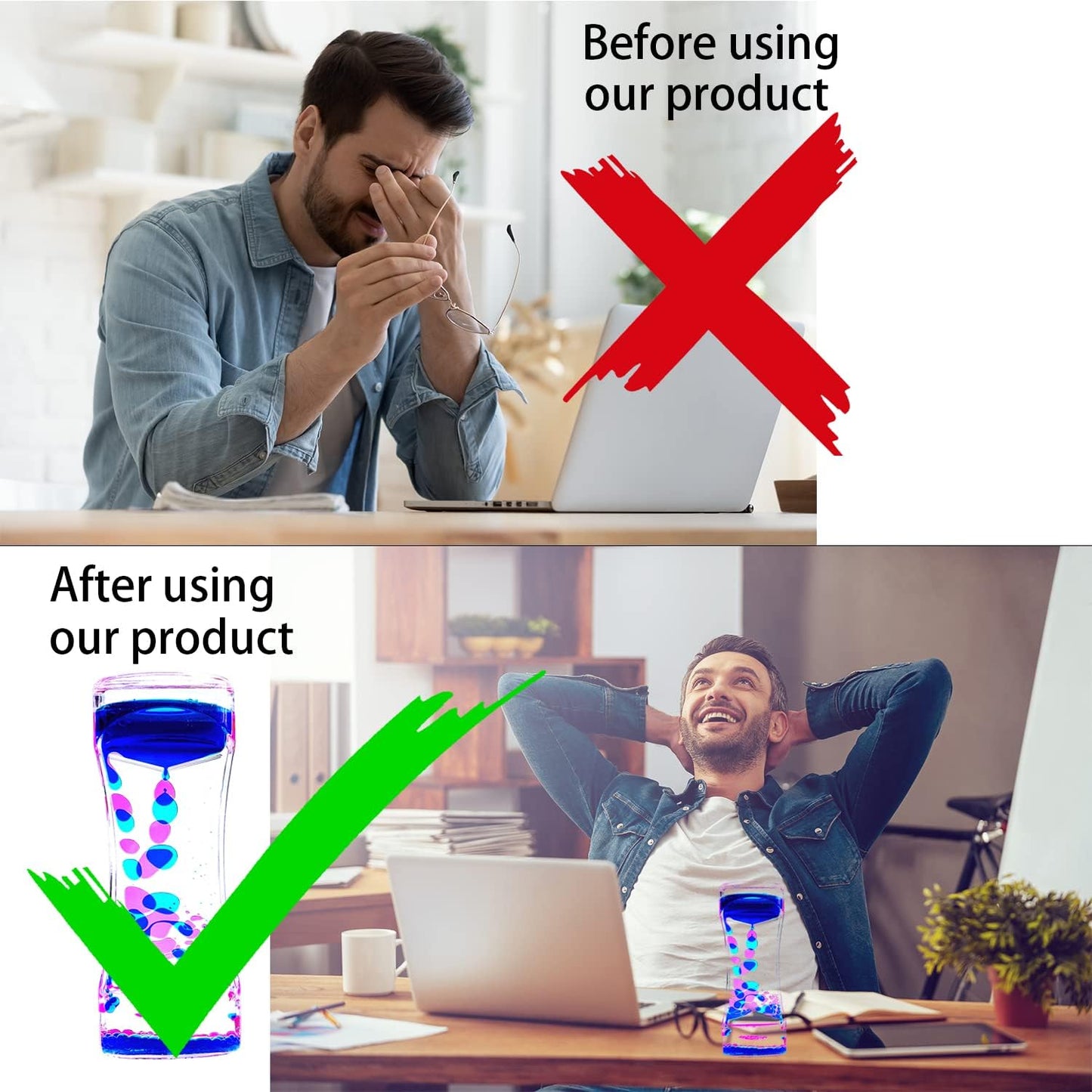 Liquid Motion Bubbler Timer Pack of 6 Great Desktop Colorful Hourglass Liquid Bubbler Sensory Anxiety Toys Autism ADHD Fidget Toys Activity Calm Relaxing Toys