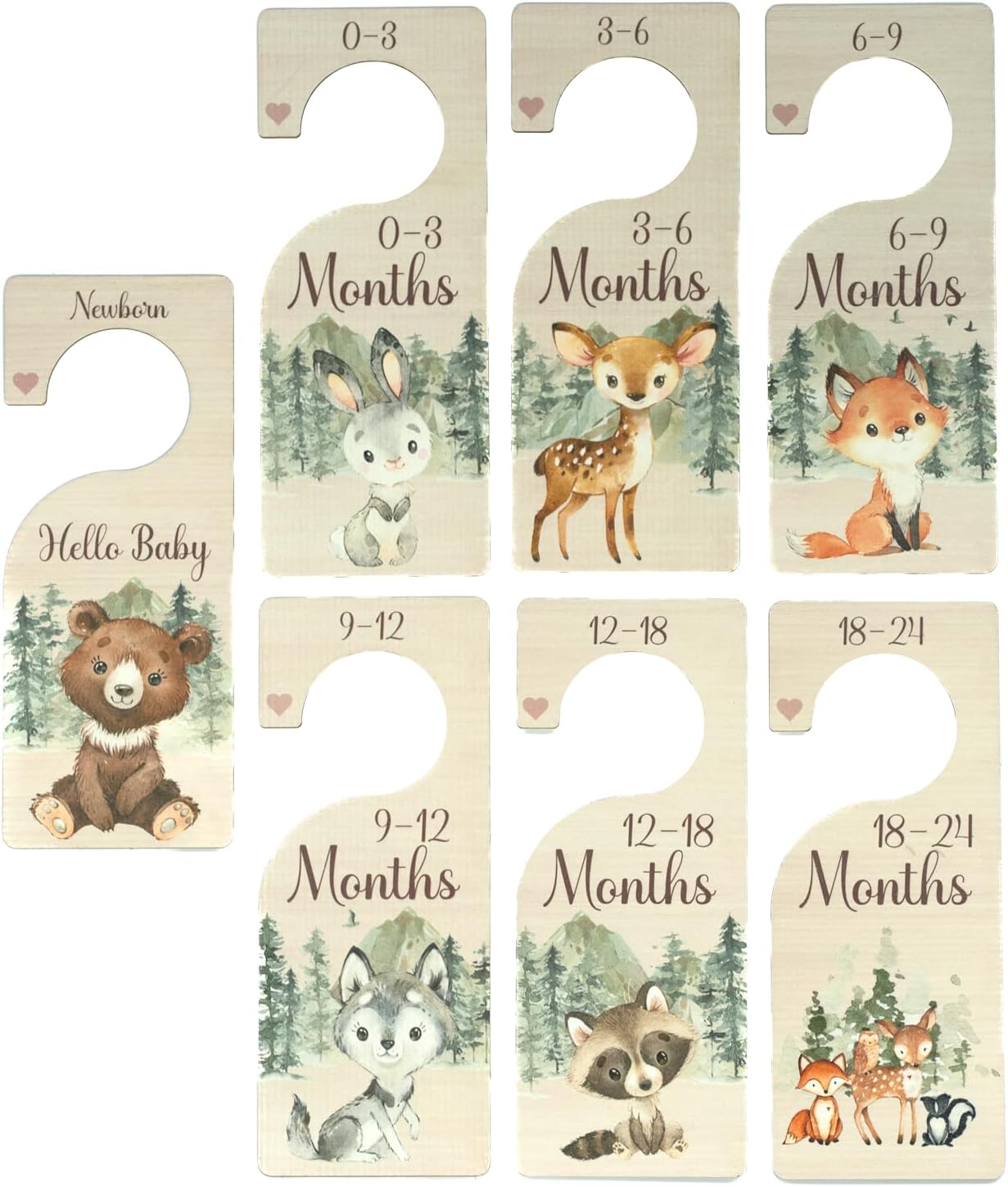 Baby Closet Dividers | Woodland Nursery Decor Closet Dividers for Baby Clothes | Hanging Wooden Baby Clothes Dividers for Closet | NB - 24 Month Baby Closet Size Dividers