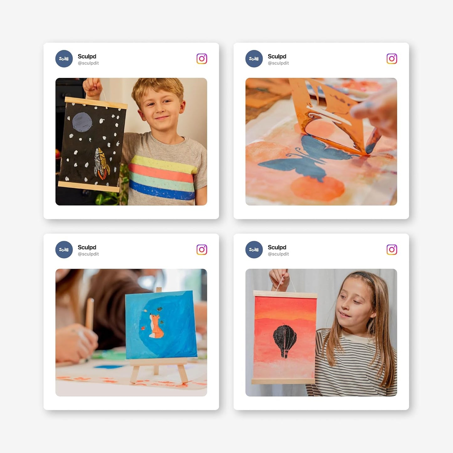 Sculpd Kids Painting Kit, Paint Craft Set for Kids Age 4 to 6, Includes 10 Colour Paint Set, 4 Paint Pens, 2 Canvases, Easels, Magnetic Picture Frame, Additional Art Supplies and Free Guidebook