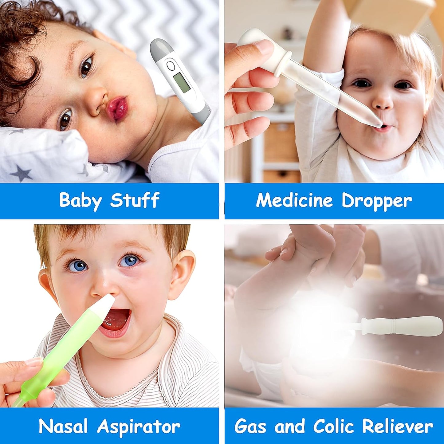 Baby Healthcare and Grooming Kit, 28 in 1 Portable Baby Essentials Kit Electric Nail Trimmer Set with Gas Relief Hair Brush Comb Nasal Aspirator for Newborn Boys Girls (Grey White)