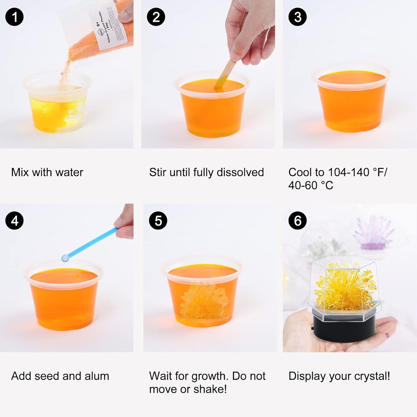 BenBen Crystal Growing Kit for Kids, Grow 6 Crystals with Light Up Display Stand, Educational STEM Toys for Girls and Boys, Science Kit for Kids Age 8-14, Birthday Gifts Science Experiments