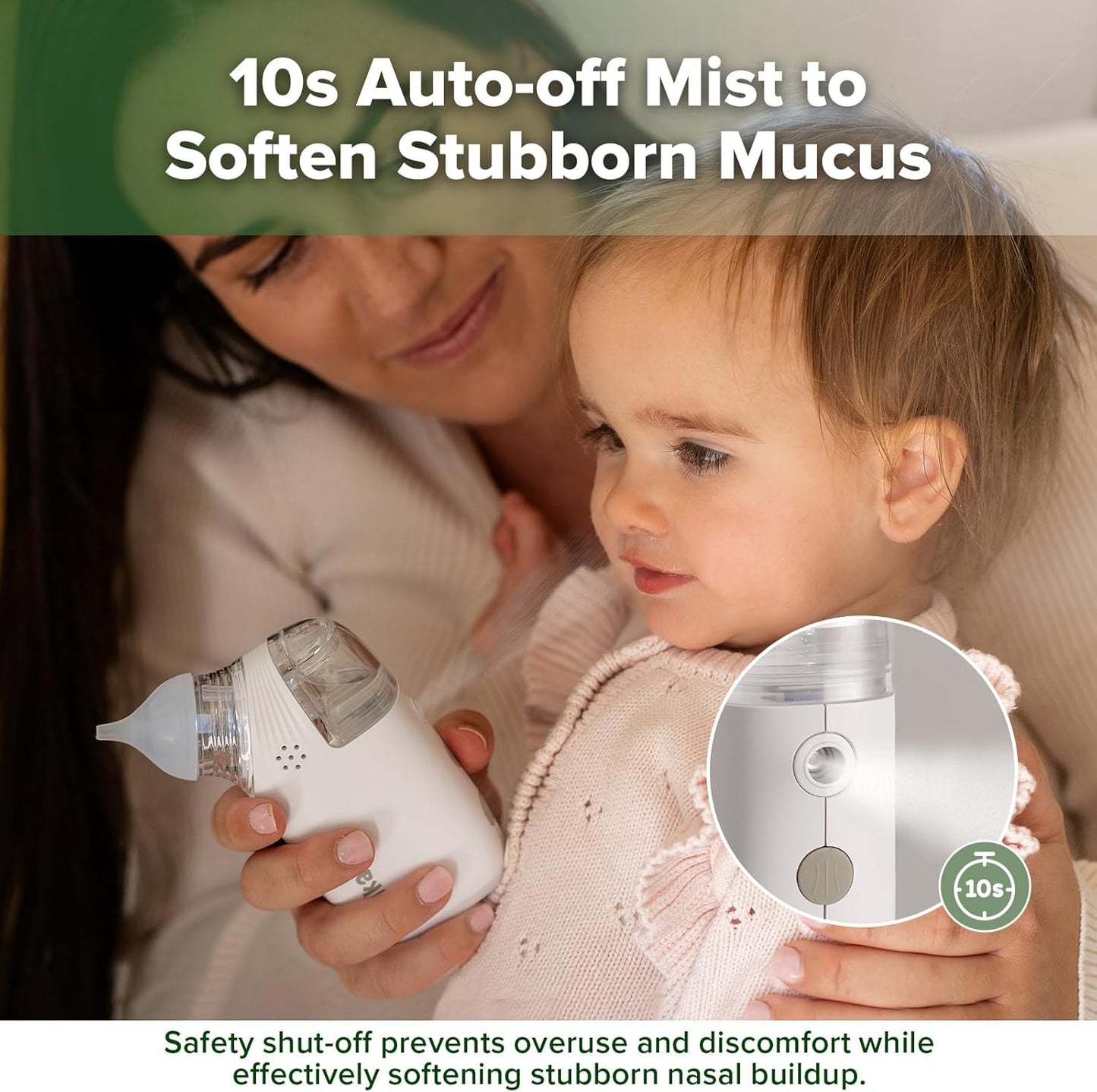 Haakaa Nasal Aspirator for Baby, 2-in-1 Electric Baby Nasal Aspirator with Sprayer – Baby Nose Sucker, Nose Sucker for Baby – 5 Adjustable Suction Levels up to 65kPa, Quiet, Music & Lights