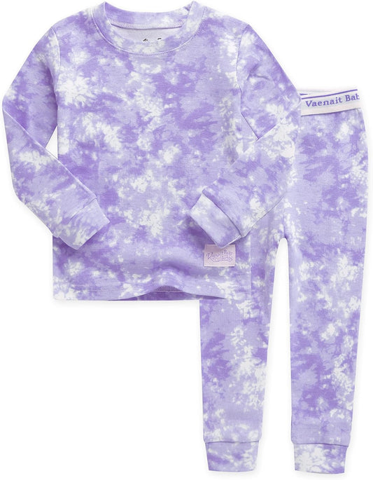 VAENAIT BABY 12M-12Y Toddler Kids Boys Girls 100% Cotton Marbling Tiedye Sung Fit Sleepwear Pajamas 2pcs Pjs Set