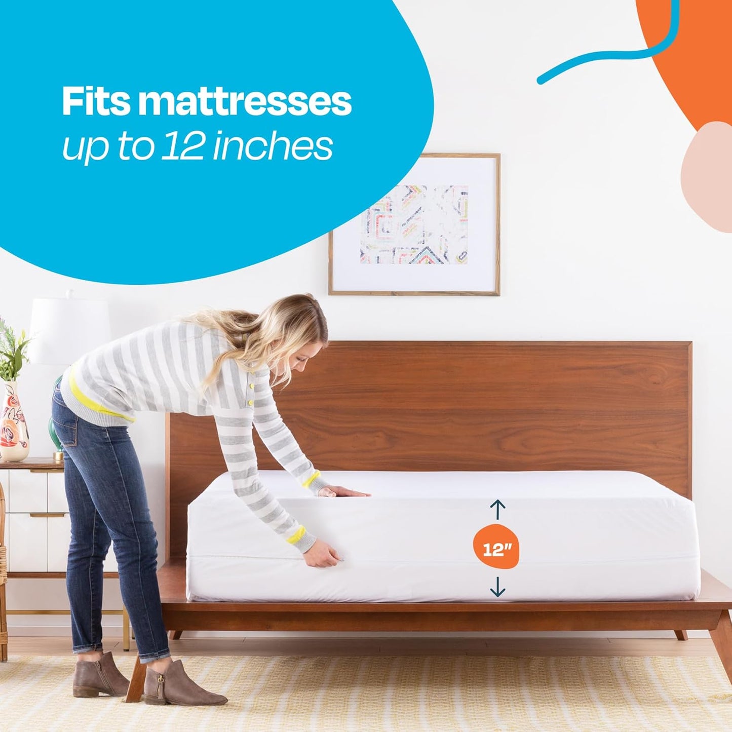 Linenspa Zippered Mattress Encasement – Full XL Size Waterproof Mattress Protector – Quiet Cover & Complete protection – Dorm Room Essentials, White