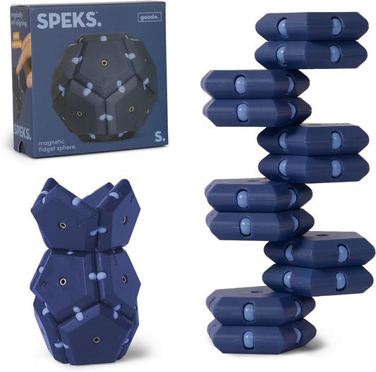 Speks Geode Matte Pentagons Magnetic Fidget Toy for Adults | Quiet Sensory Toy for Stress Relief & Anxiety, Office Desk Toy & Top Gadget Gift Idea | Space Cadet, 12-Piece Set