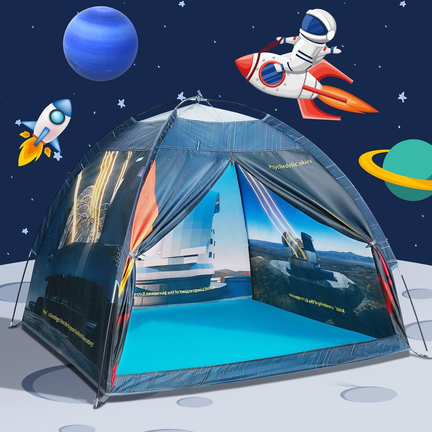 Magnetic Kids Play Tent - 61'x61'x45' Imaginative Popup Dome Playhouse for Kids Indoor/Outdoor Fun - Observatory Space Theme