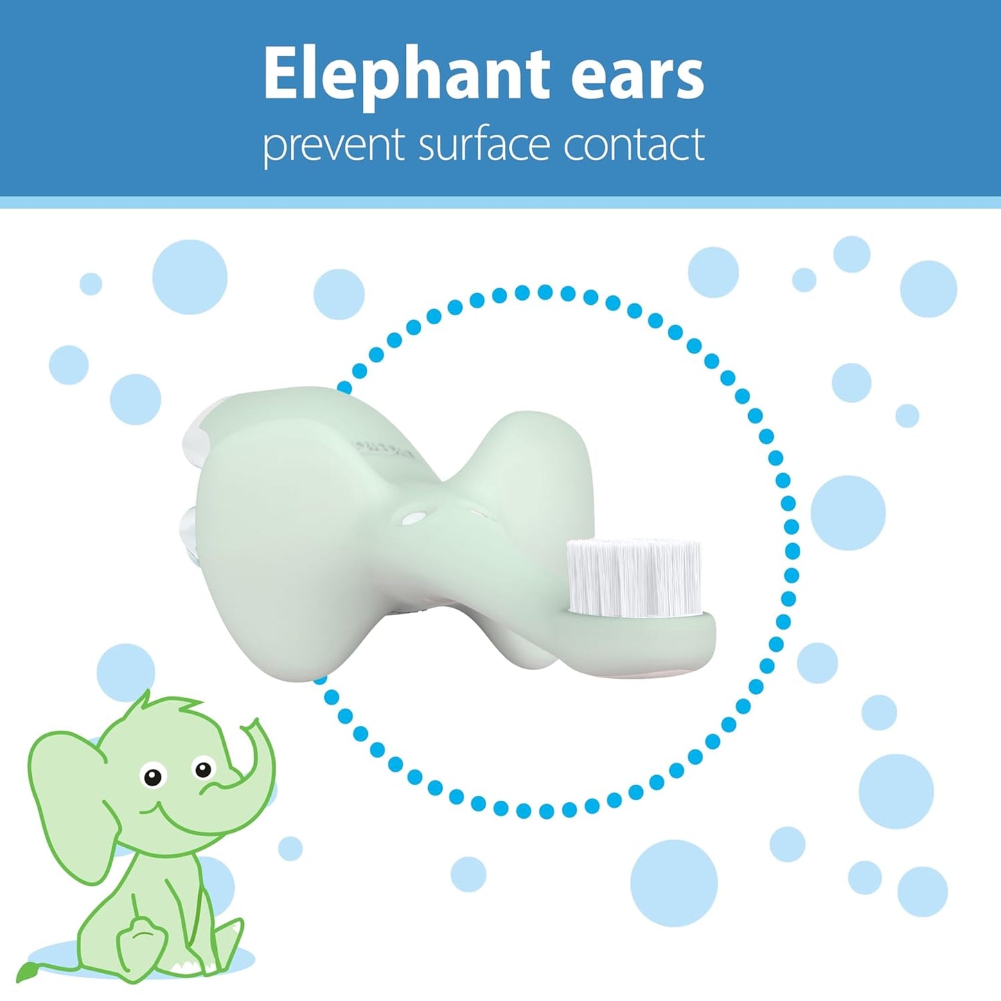 Dr. Brown's Infant-to-Toddler Toothbrush, Elephant, Mint, 0-3 Years
