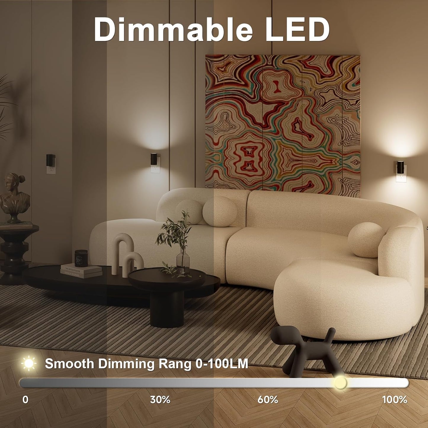 NIORSUN Night Lights Plug Into Wall,Plug in Night Light with 3 Light Modes,Ultra-Slim Design,Dusk to Dawn Sensor,0-100LM Dimmable Night Light for Hallway Bathroom Stairway Bedroom,Black,2 Pack