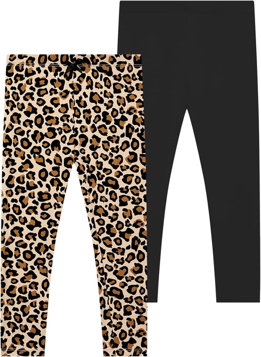 Toddler Girls Leggings 2-Pack Bamboo Viscose Little Girls Casual Stretch Pants