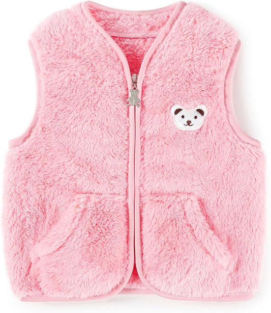 Baby Boys Girls Fleece Vest Zip Up Cute Bear Jackets Fuzzy Fall Winter Warm Clothes Newborn Outwear for Toddler Infant
