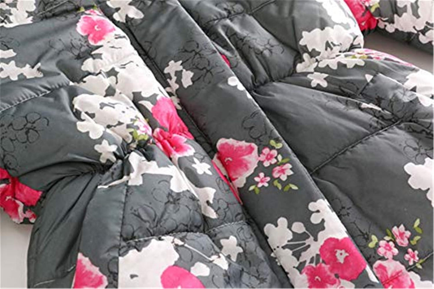 Miss Bei Girl's Winter Coat Jacket Hooded Kids Toddler Flower Print Parka Outwear Warm Cotton Puffer Hooded Jacket