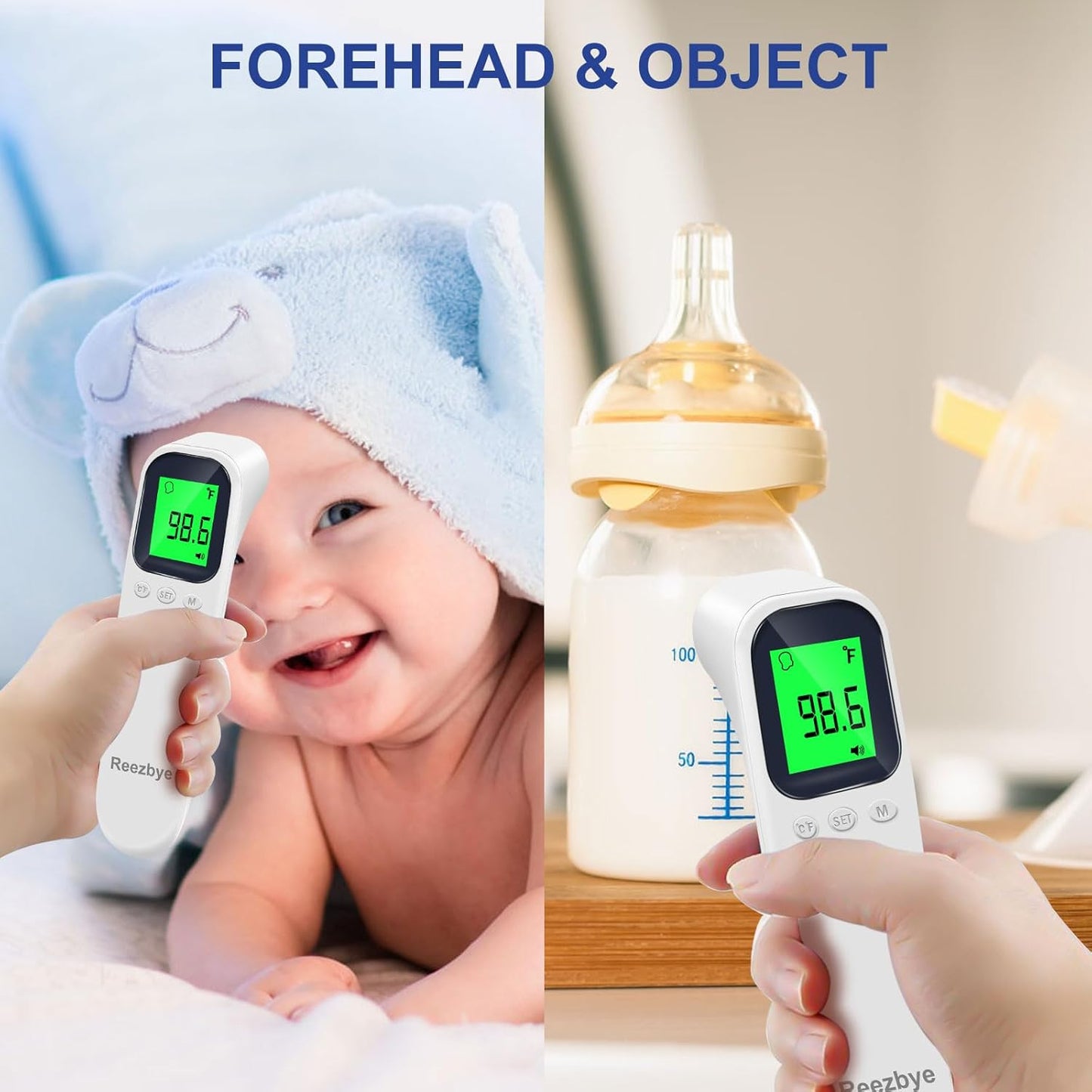 Contactless Thermometer - Digital Forehead Thermometer for Baby, Kids and Adults,3 Color Fever Alarm, 2 in 1 Forehead & Object Mode