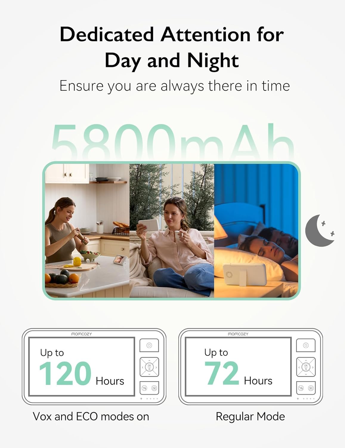 Momcozy Baby Monitor with 2 Cameras 5.5" 1080P Full HD Split Screen Video Baby Monitor with Camera and Audio, No WiFi 5000mAh Battery, ECO, VOX, Clear Night Vision 1640ft Range (SD Card not Included)