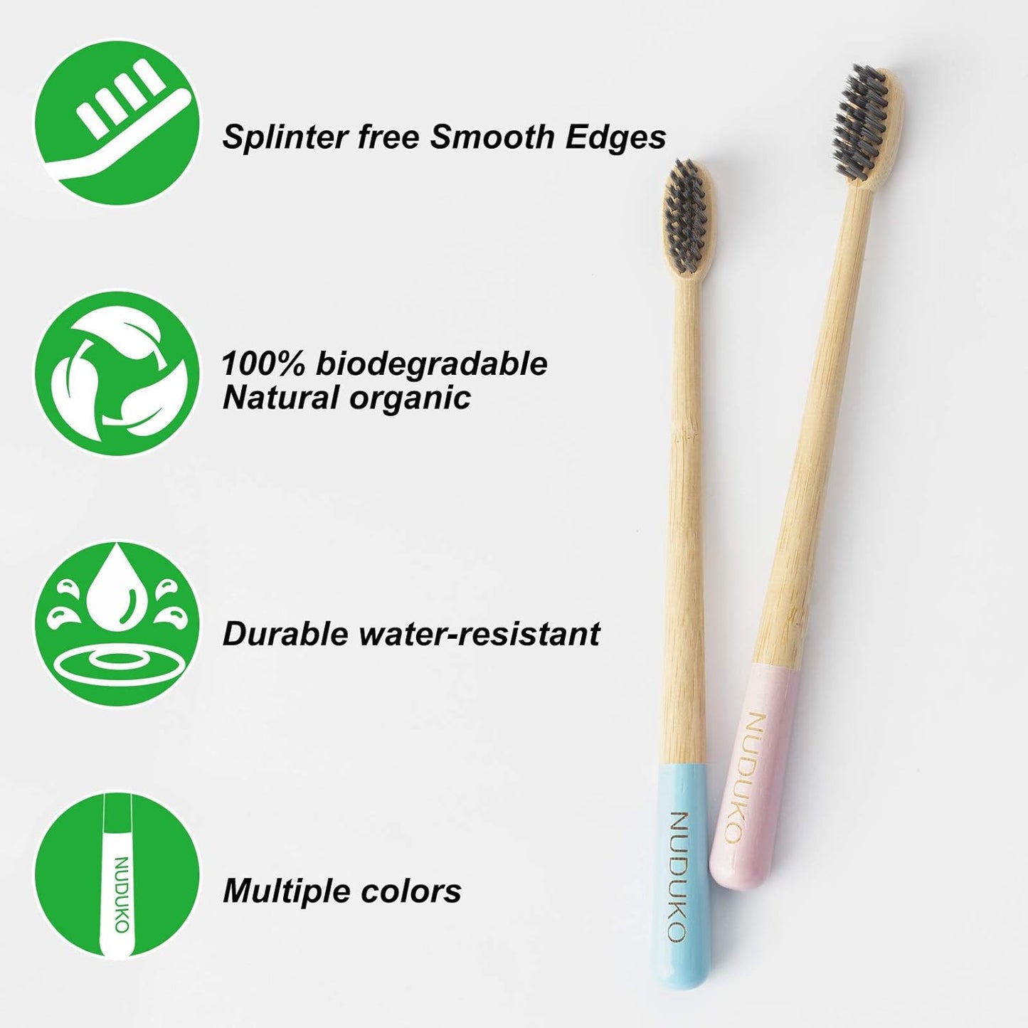 Biodegradable Bamboo Charcoal Toothbrushes, Soft Bristle, Eco-Friendly, Sustainable, BPA Free, Organic, Compostable, Travel Toothbrushes, 6 Pack