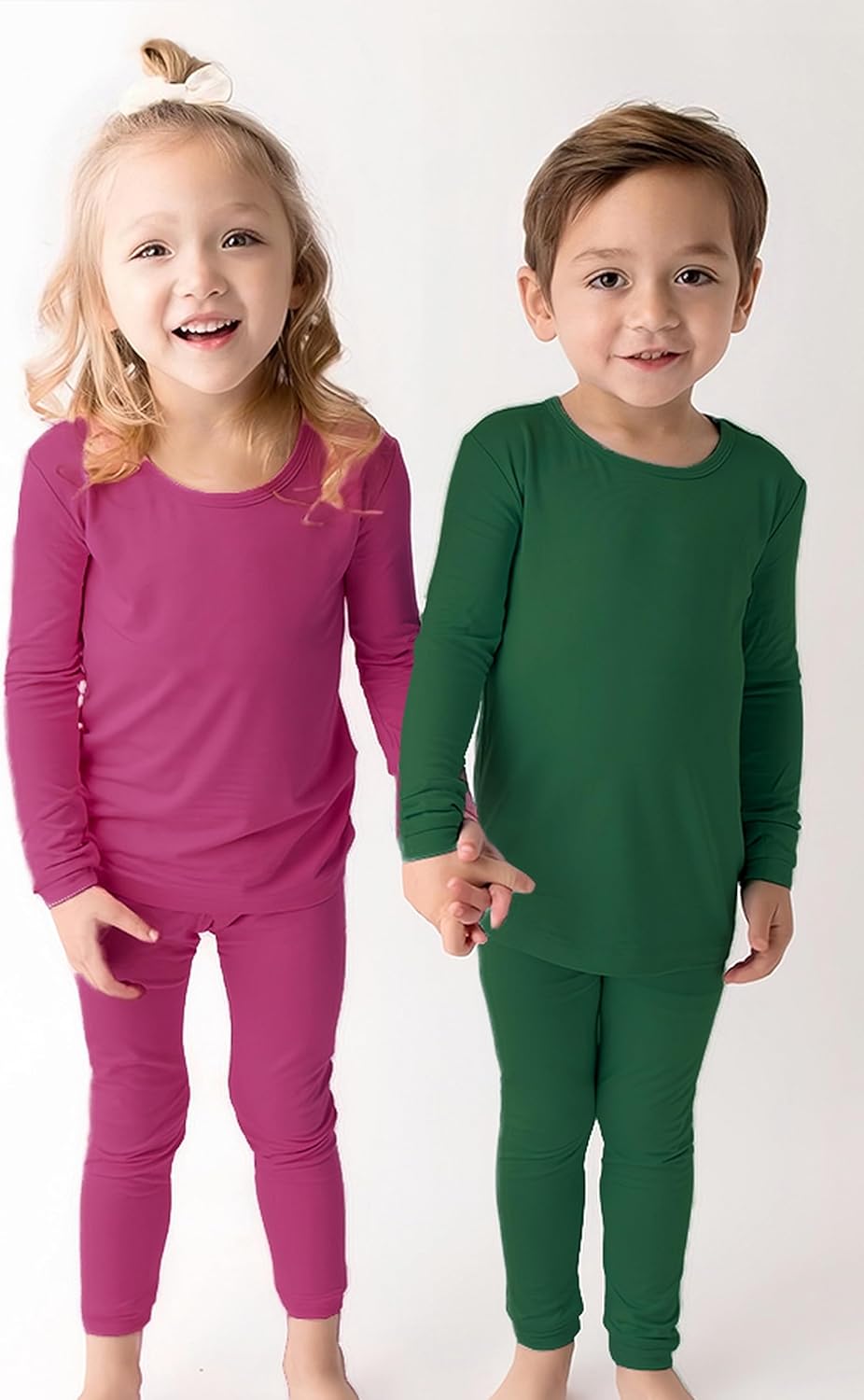 BABY 2T-10Y Toddler Kids Girls Boys Soft Comfy Viscose 2pcs Set Long Sleeve Plain Shirts and Pants Sets