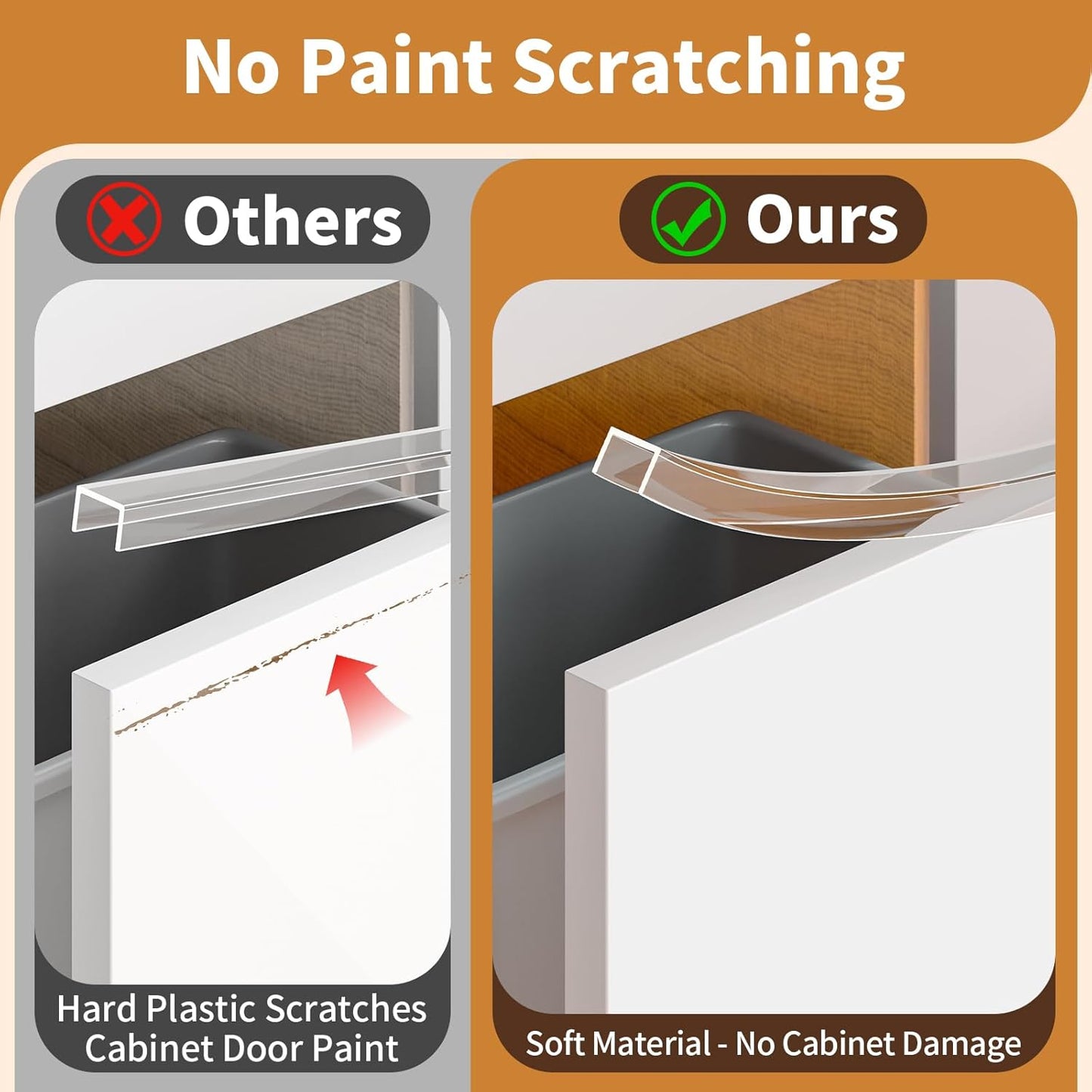 Cabinet Protectors for Kitchen Cabinets, Cabinet Door Edge Protector PVC Edge Guard Drawer Protector Prevent Wear, Chipping, Discoloration, Bumpers Clear, 3/4" Thick, 118'' Length