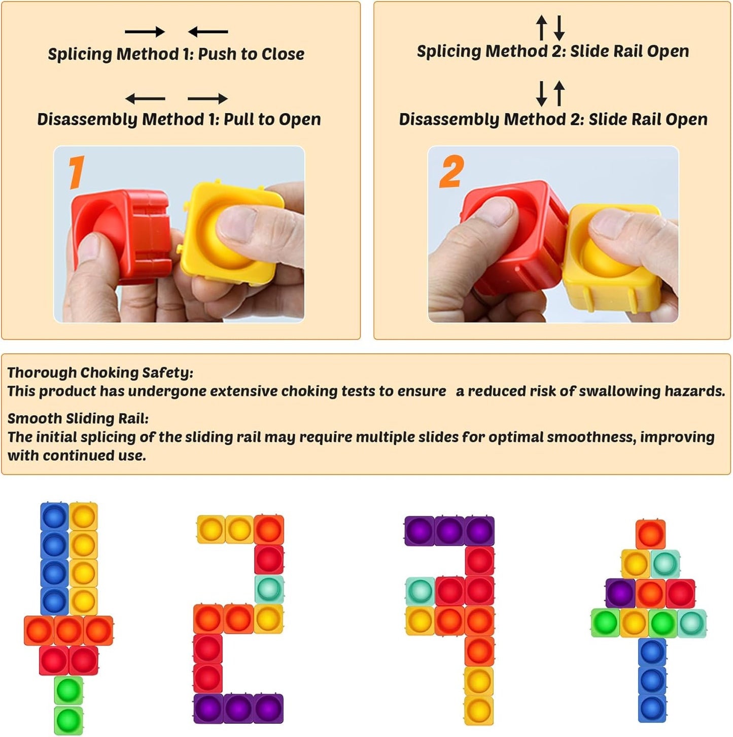 Giant Pop Blocks Bubble Premium Silicone Pop Fidget Blocks for Endless Joy and Education - Vibrant Pop Blocks for Imaginative Play and Puzzle Games-Toy Gift for Kids (36PCS)