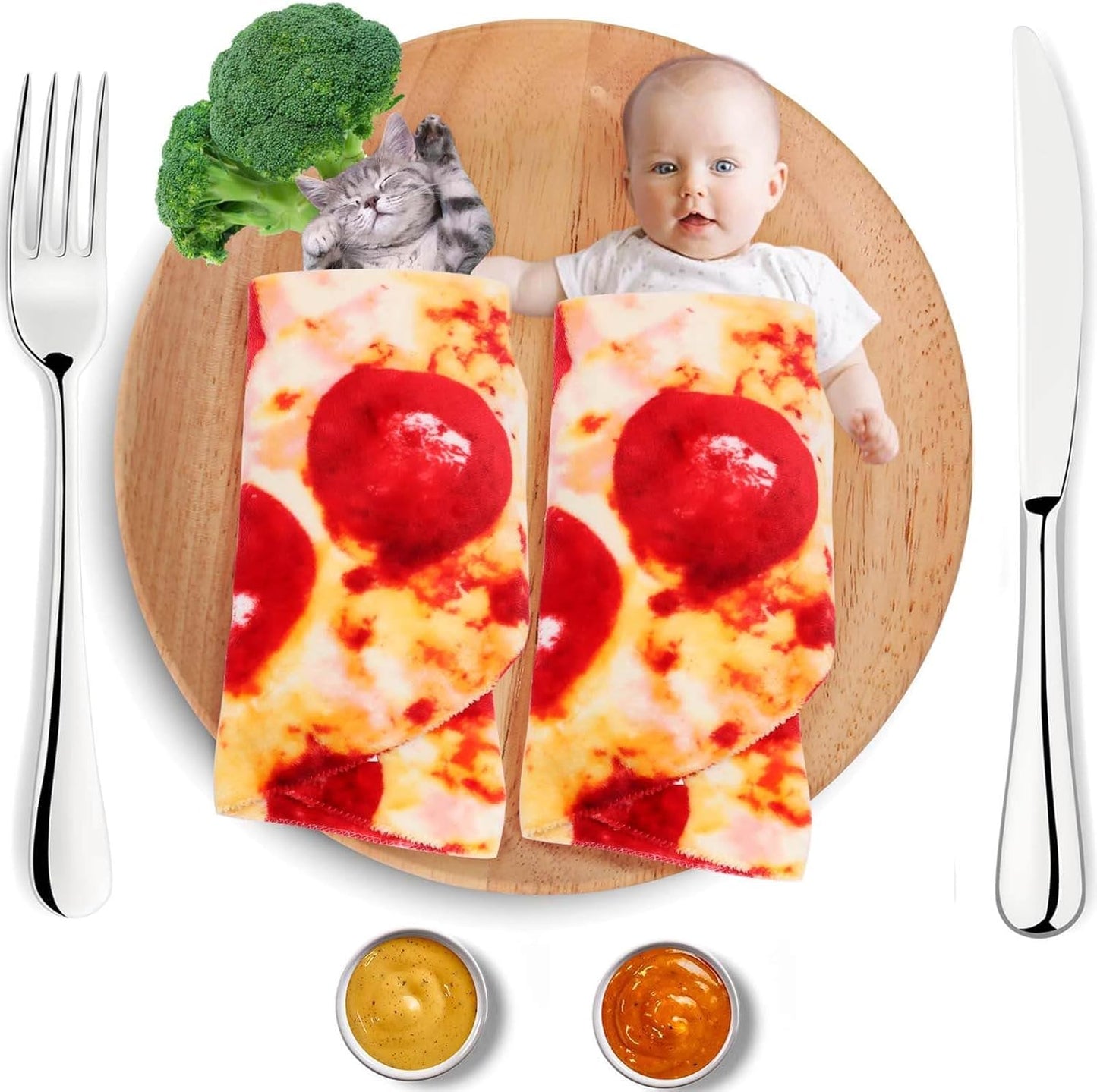 Pepperoni Pizza Blanket Baby Stuff Shower White Elephant Gifts for Kids Throw Blankets Wrap Newborn Swaddle Toddler Boy Girl Party Novelty Gag Pets Soft Fleece 40in