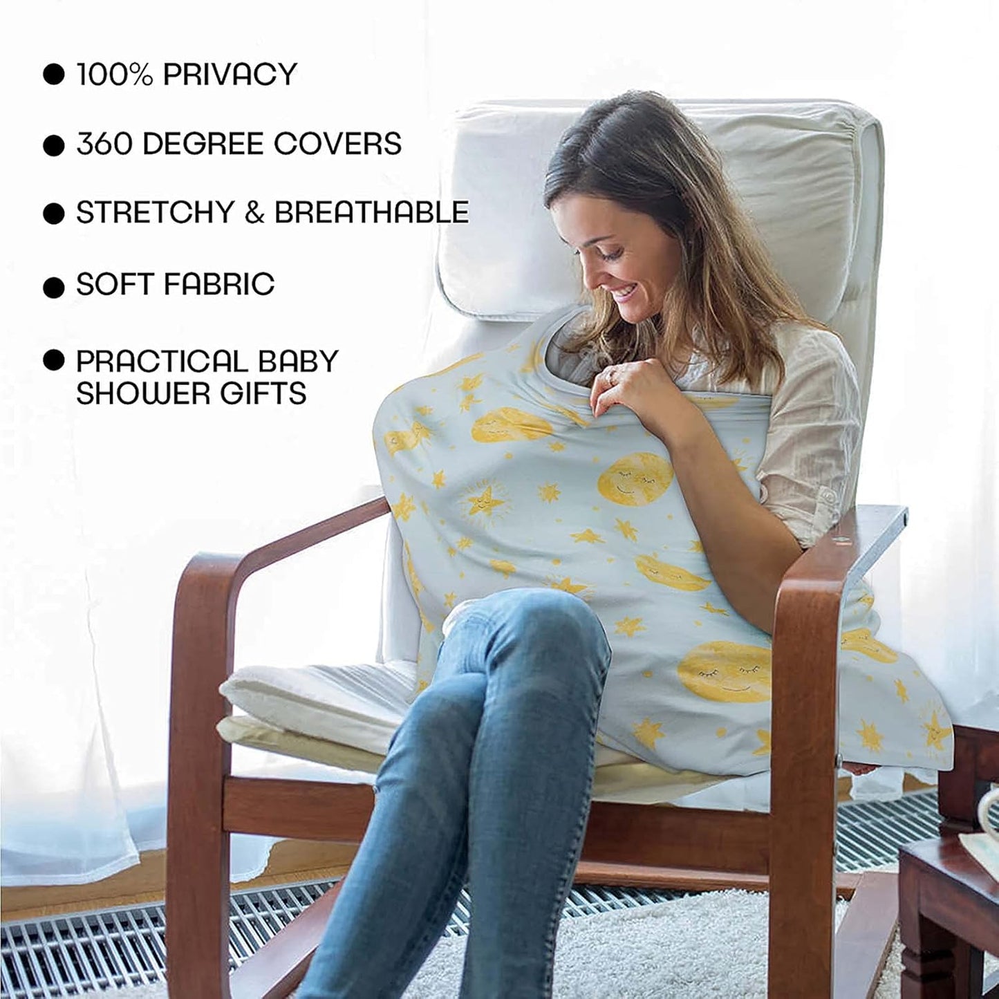 Stretchy Baby Car Seat Covers for Newborns, Infant Car Canopy Extra Soft and Stretchy Nursing Covers for Moms (Shinning Night)