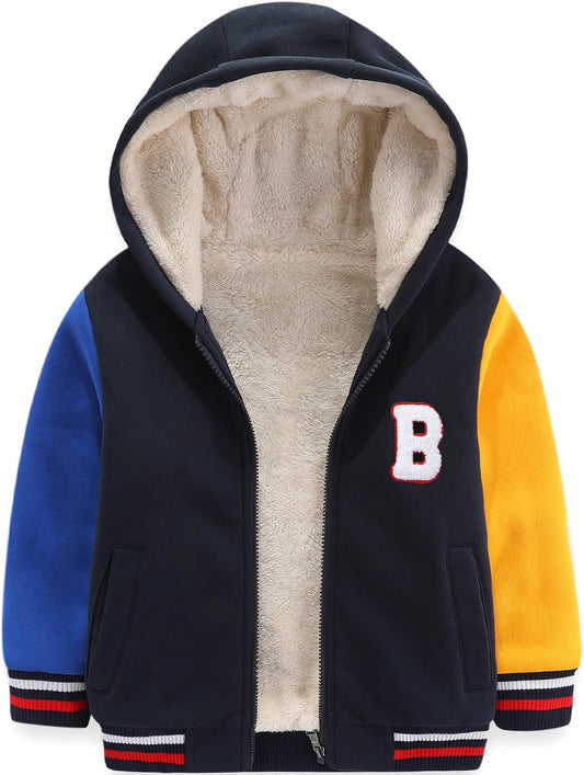 Bumeex Kids Boy's Girl's Sherpa Fleece Lined Jacket Spring Fall Winter Zip up Sweatshirt Hoodie 2-14Y(Toddler/Kid)