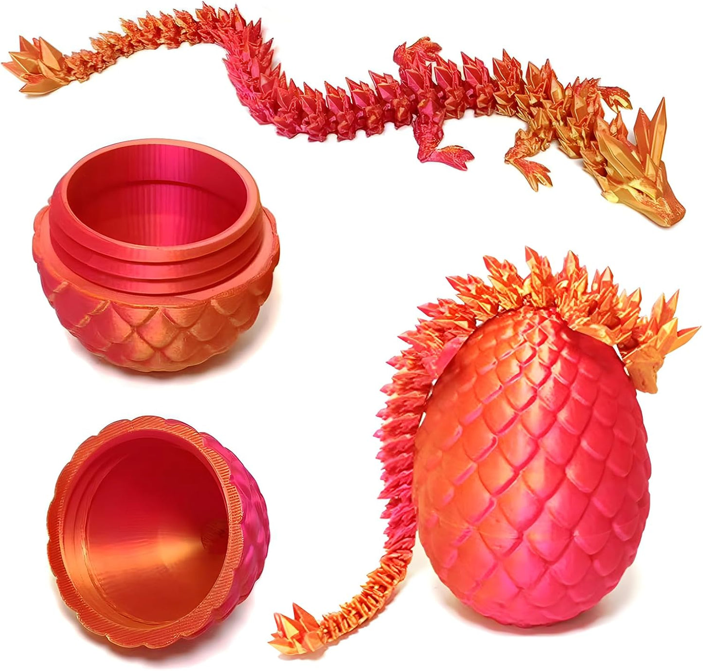 3D Printed Dragon Egg,Mystery Crystal Dragon Fidget Toys,Articulated Dragon,Home Desk Decor Easter Surprise Dinosaur Eggs,Adults Fidget Toys for Autism/ADHD
