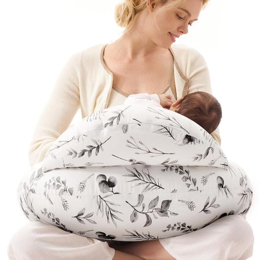Momcozy Pioneering Safety Fence Nursing Pillow for Breastfeeding- Wider Feeding Pillows for More Support for Mom & Baby- Easier Nursing & Hand Free- Fit for All, Removable Cotton Cover