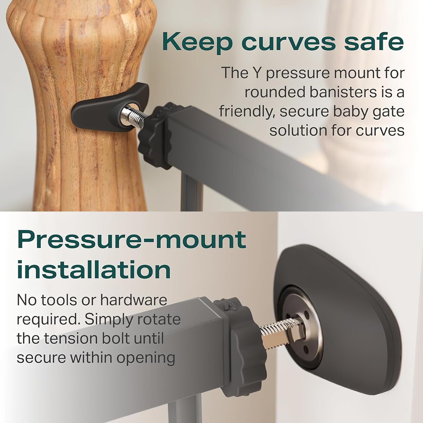 Cumbor 2 Pack 29.7-46" Baby Gate for Stairs, Mom's Choice Awards Winner-Auto Close Dog Gate for doorways, Easy Install Pressure Mounted Pet Gates indoor, Easy Walk Thru Wide Safety Gate for Dog, Black