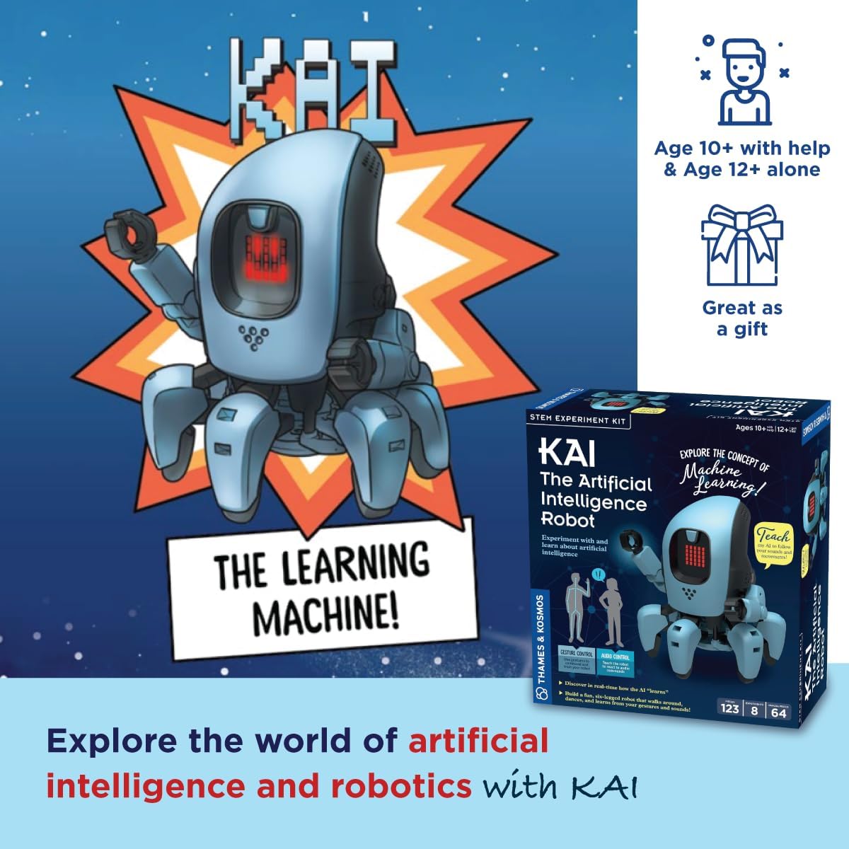 Thames & Kosmos Kai: The Artificial Intelligence Robot | Explore Machine Learning | Build an Innovative Smart Robot & Experiment with AI | App-Enabled for iOS & Android | Intro to AI for Kids