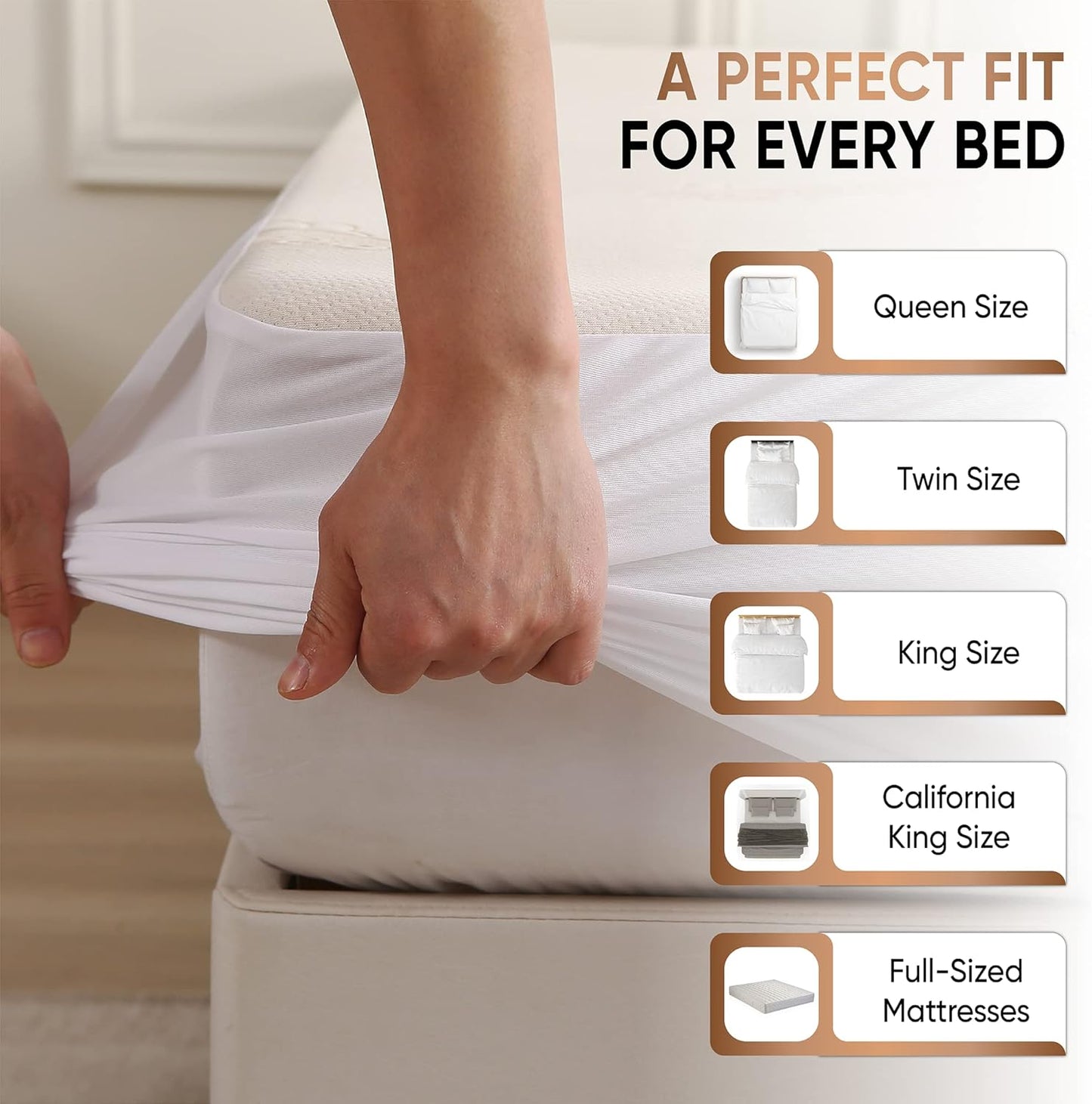 Waterproof Organic Mattress Protector Full - Organic Cotton Breathable Mattress Pad Cover - 200 GSM Comfort - Deep Pocket - Fitted Comfort