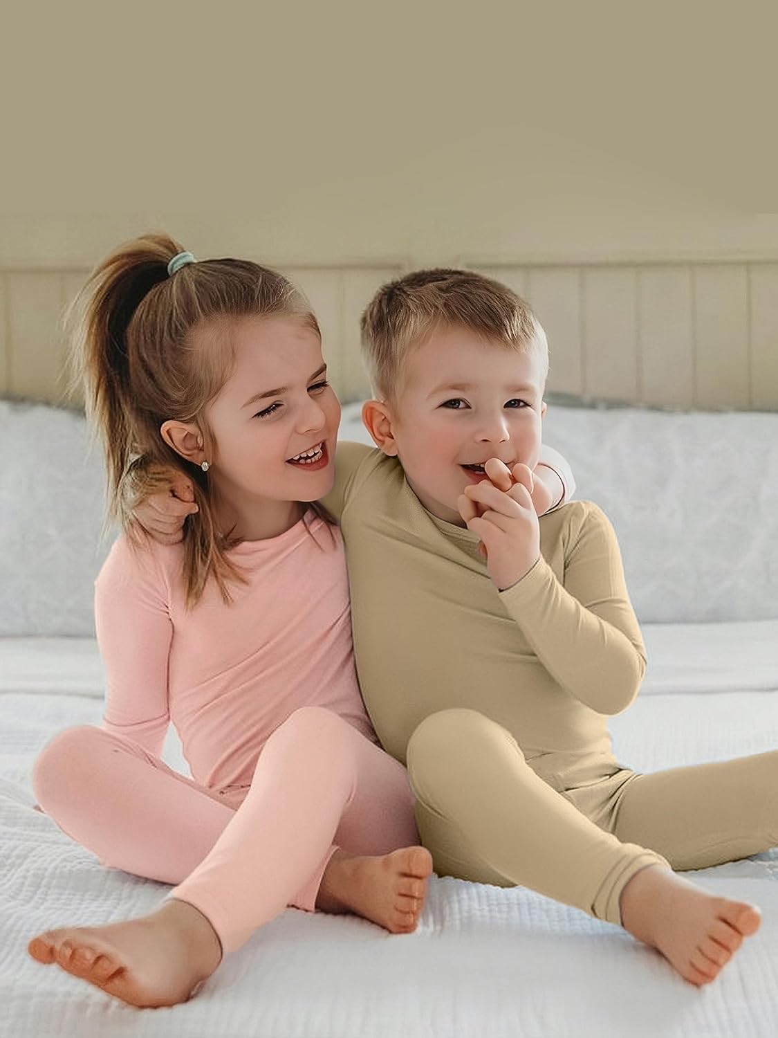 BABY 2T-10Y Toddler Kids Girls Boys Soft Comfy Viscose 2pcs Set Long Sleeve Plain Shirts and Pants Sets