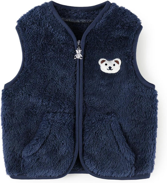 Baby Boys Girls Fleece Vest Zip Up Cute Bear Jackets Fuzzy Fall Winter Warm Clothes Newborn Outwear for Toddler Infant