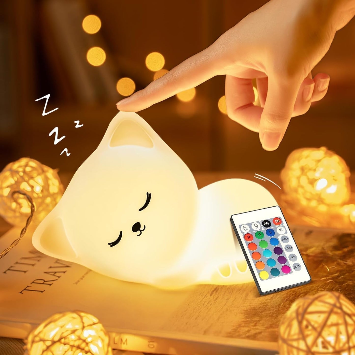 One Fire Cat Gifts Cat Decor, 16 Colors & Remote Control Silicone Cat Night Light Cat Toys, Dimmable Baby Night Light Lamp, Portable Lamp Rechargeable Cat Lamp,Kawaii Cat Gifts for Teen Girls Cat Toys