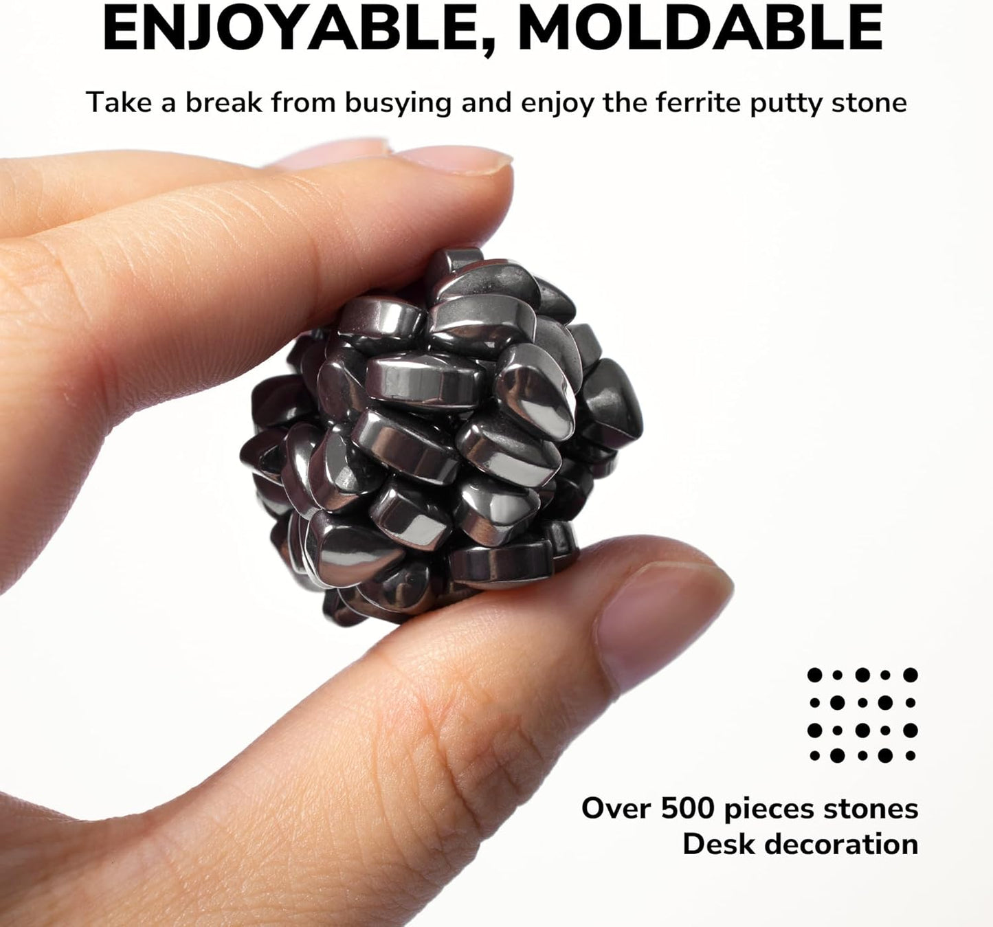 Over 500 Black Weak Magnetic Ferrite Putty Stones Desk Fidget Toys for Adults.