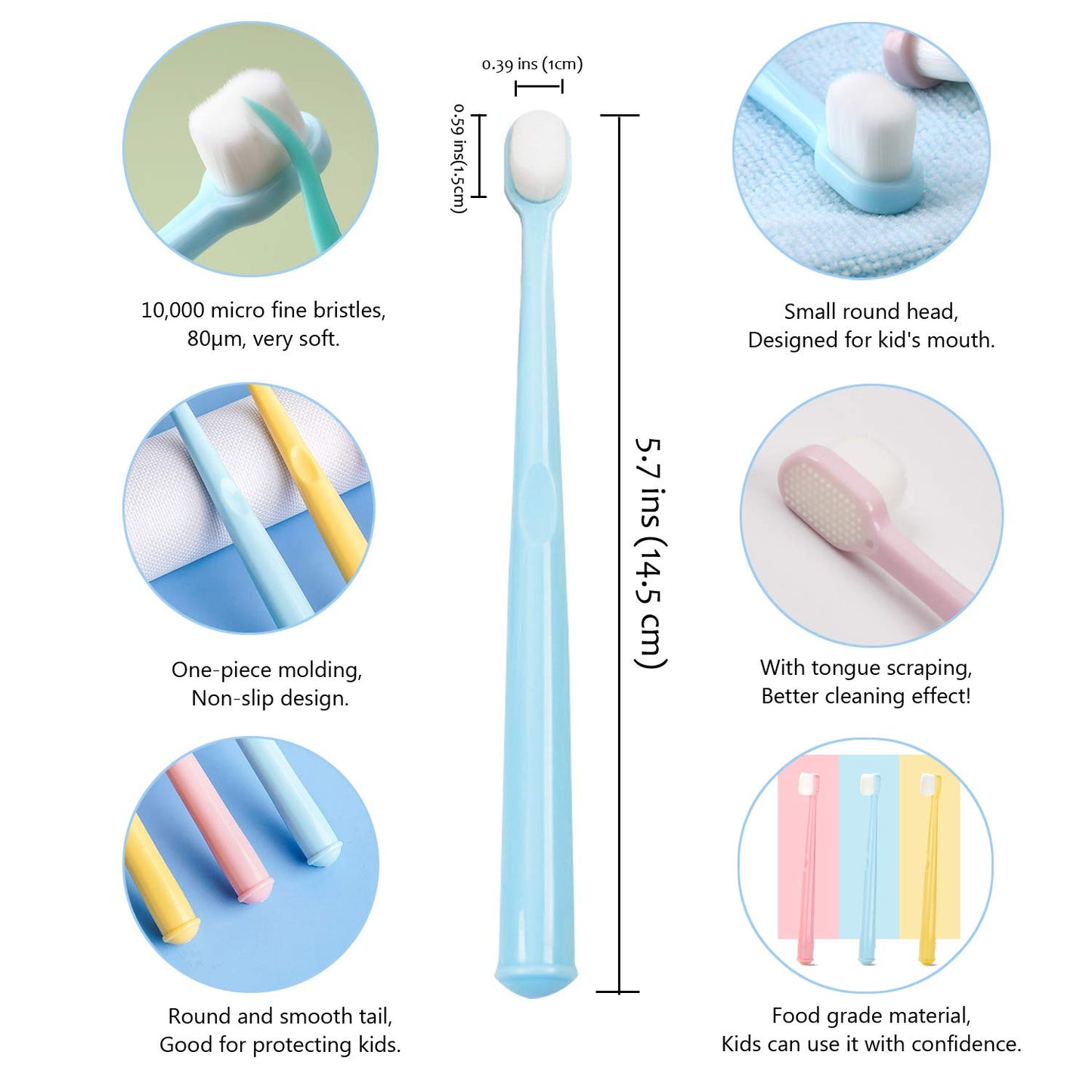 EasyHonor Baby & Toddler Toothbrush for Age 4-12 Years Old, Extra Soft With 10000 Soft Floss Bristle for Baby Gum Care (6Pcs)