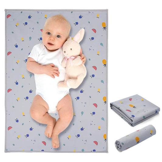 Vegan Leather Baby Changing Mat - Wipeable Portable Changing Pad, Foldable Travel Changing Mat for Baby, Newborns Toddlers Shower Gifts (Fruit,20"*28")