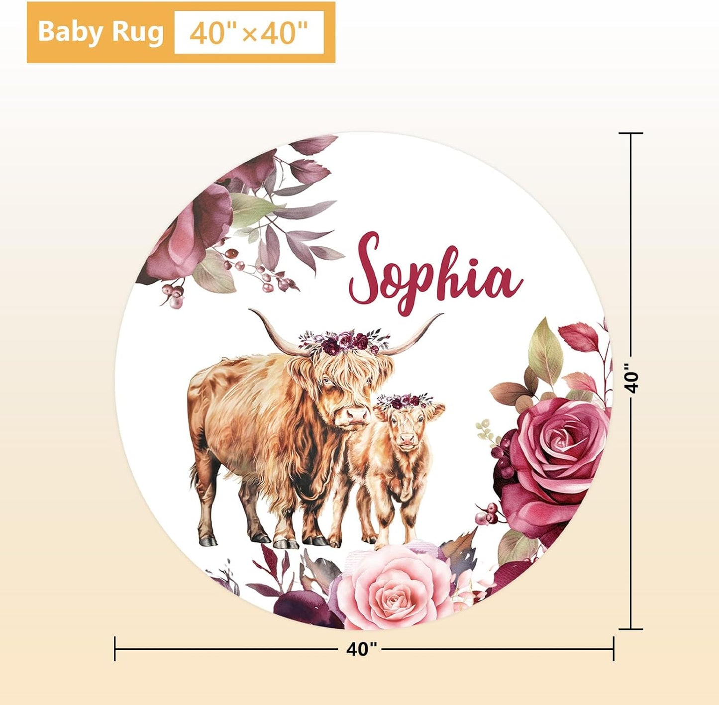 Custom Baby Crib Bedding Set, 5 Pcs Personalized Name Baby Crib Sets for Infant Toddler, Purple Highland Cow Nursery Bedding Set for Baby Girls, Double Layer Baby Bedding Sets Customized Gifts