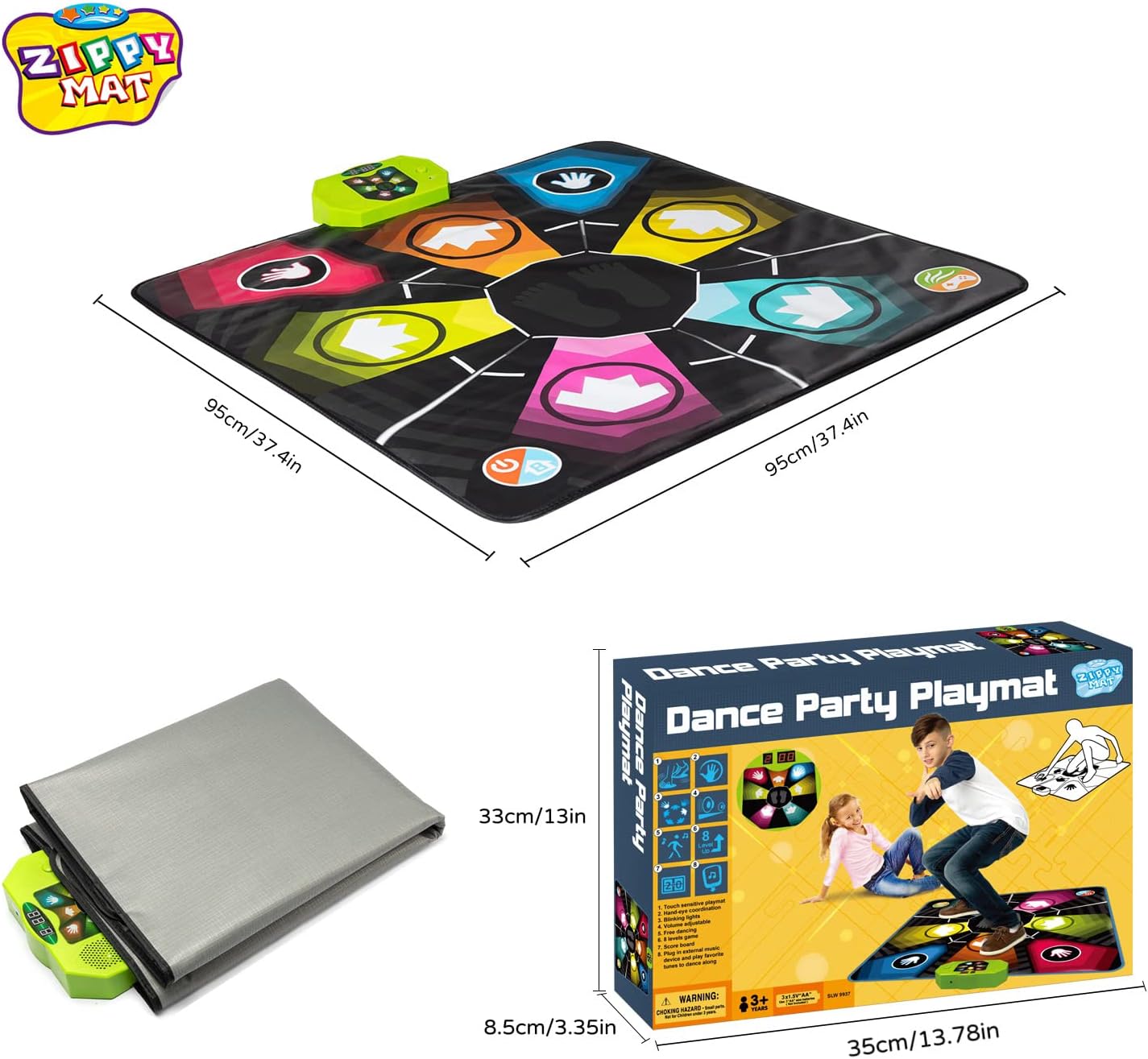 Dance Mat, Electronic Educational Toys for Kids Age 3-12, Musical Dancing Challenge Pad Game with LED Lights, AUX or Built in Music, Party Toys for Girls Boys Families