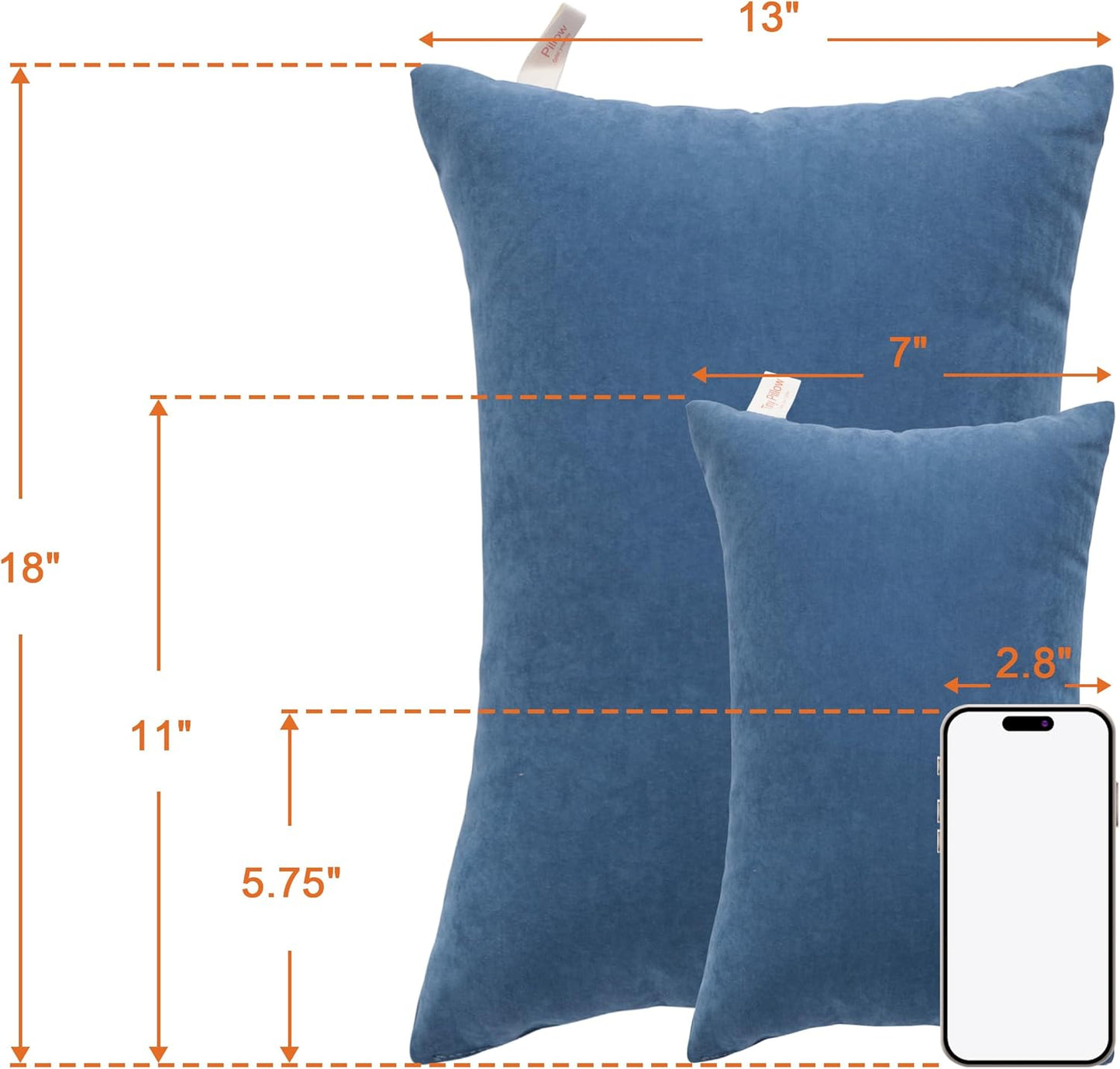 NTBAY Tiny Pillows, Down Alternative 7"x11" Microfiber Mini Pillow for Travel, Pets, Soft Machine Washable Small Pillows for Neck, Wrist, Lumbar and Knee, Denim Blue