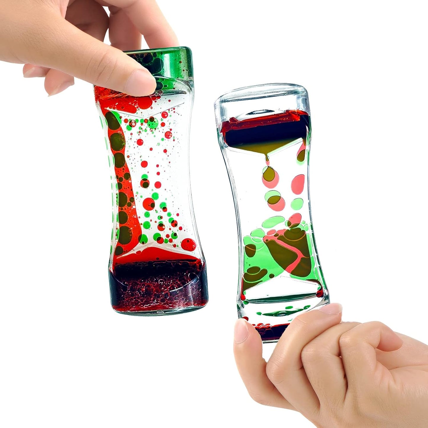 Liquid Motion Bubbler Timer Sensory Toys for Relaxation, Water Timer Fidget Toy for All Age, Motion Bubble Toy Sensory Play for Office Home (Red & Green, 1 Pack)