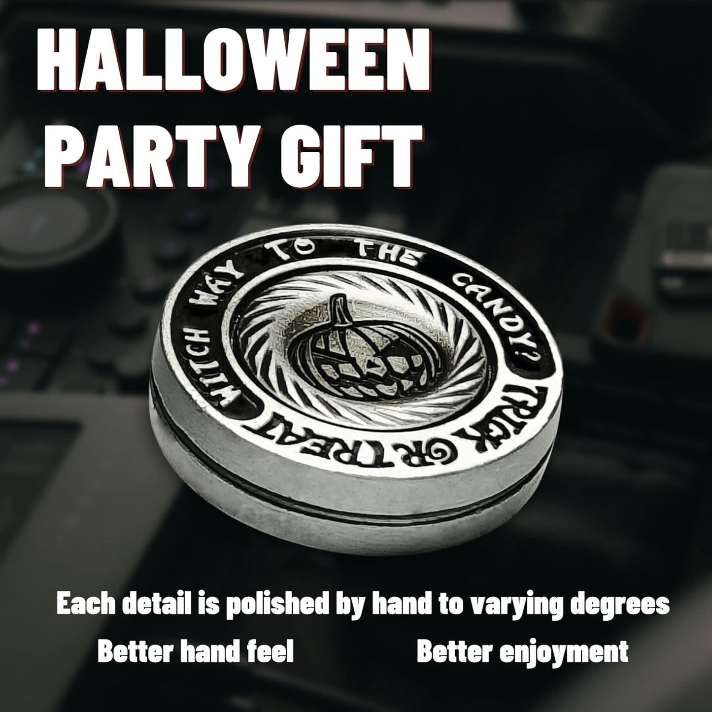 Metal Fidget Toys, Metal Fidget Slider ADHD Haptic Coin for Adults, Anxiety Relief Toy Fidget Clicker Slider EDC Men Desk Toy…