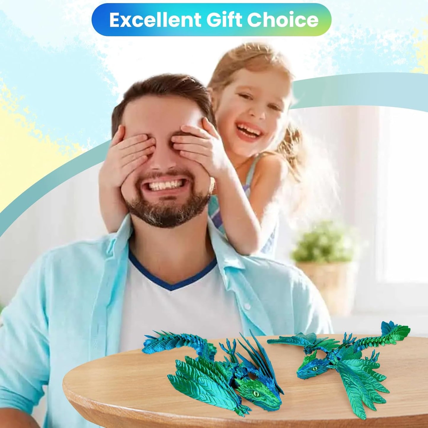 3D Printed Dragon with Wings,3D Printed Animals Toy,3D Printed Flexible Dragons,Crystal Dragon Fidget Toys,Full Articulated Dragon Crystal Dragon ,Adults Fidget Toys for Autism ADHD,Home Office Decor