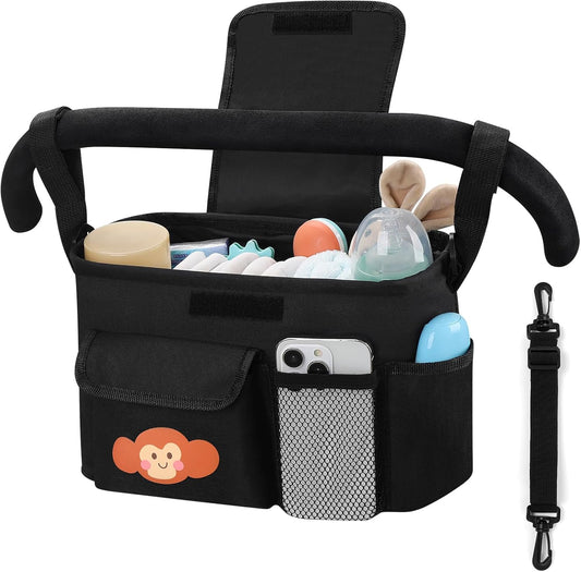 Accmor Universal Stroller Organizer with Cup Holder and Shoulder Strap, Stroller Bag Caddy Organizer Stroller Accessories for Uppababy, Baby Jogger, Nuna, Doona, Britax Strollers