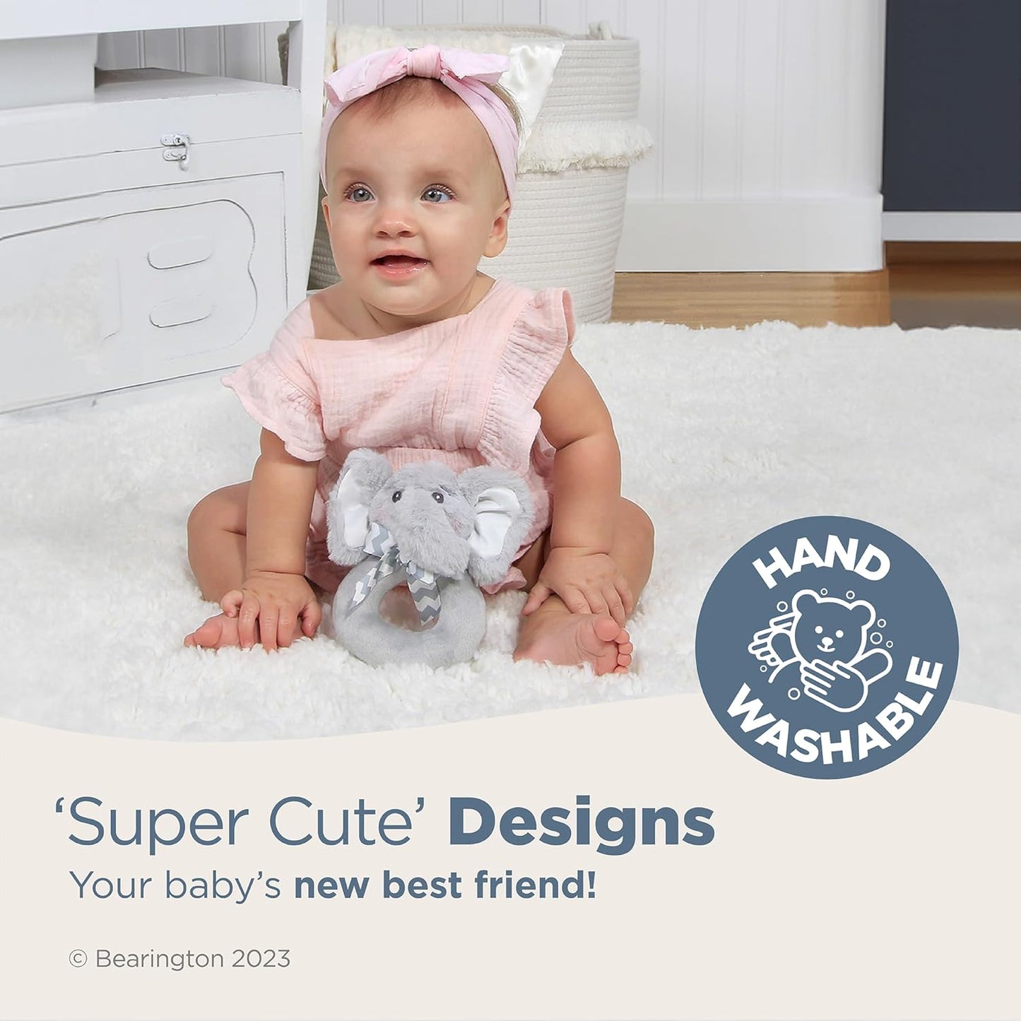 Bearington Collection Baby Lil' Spout, 5.5 in Gray Elephant Plush Stuffed Animal - Baby Elephant Stuff - Newborn Toys