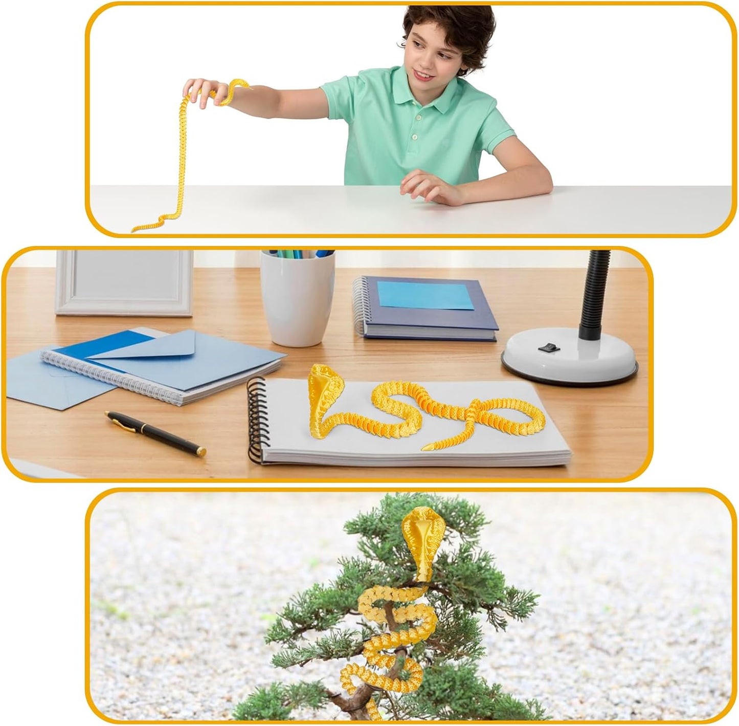 3D Printed Snake 3D Printed Animals 26in Printed Cobra Fidget Toys for Adults 3D Printed Articulated Cobra Flexiable Crystal Snake Toys for Home Office Decor