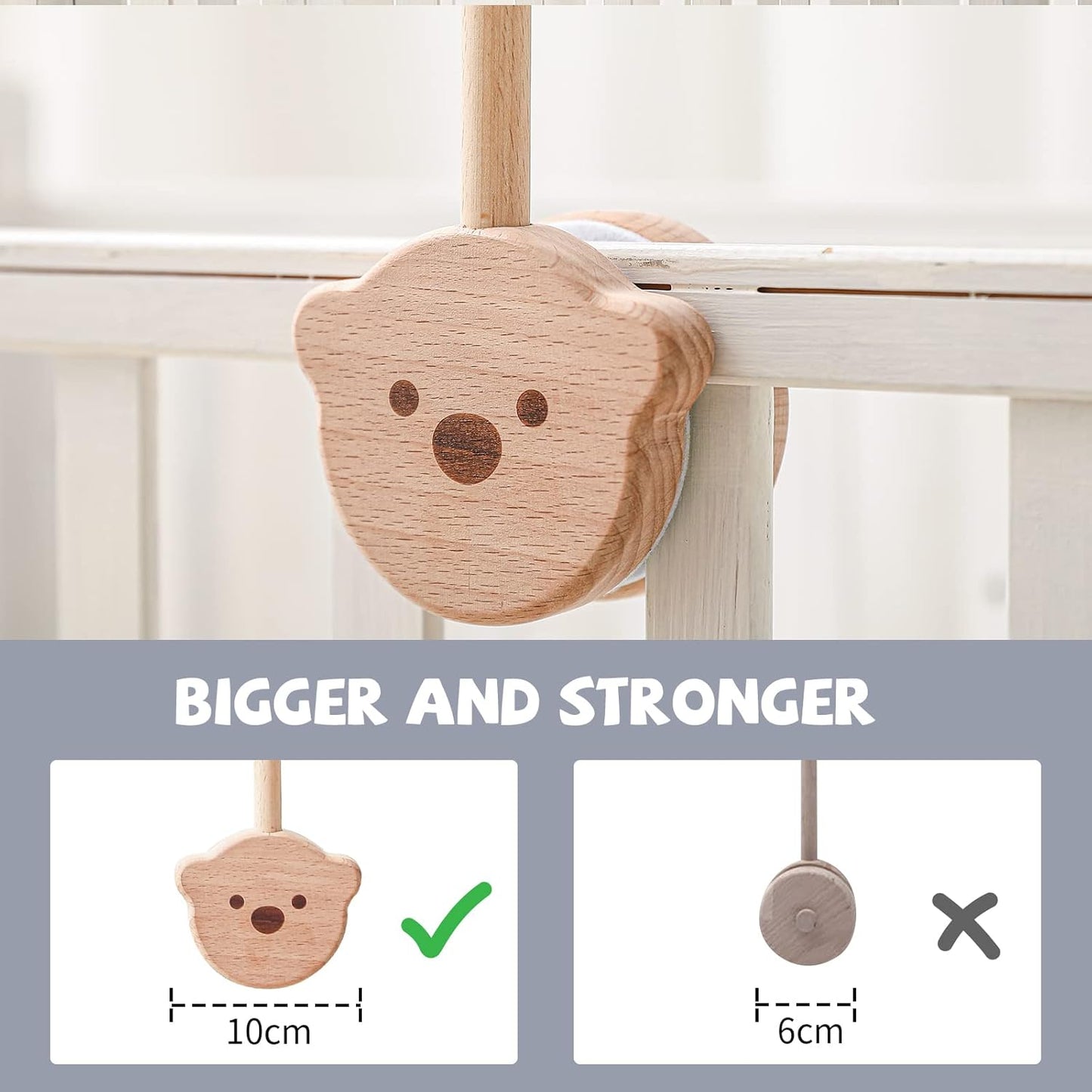 Baby Crib Mobile Arm,HBM Wooden Mobile Arm for Crib Mobile Hanger for Crib Baby Girl Nursery Decor