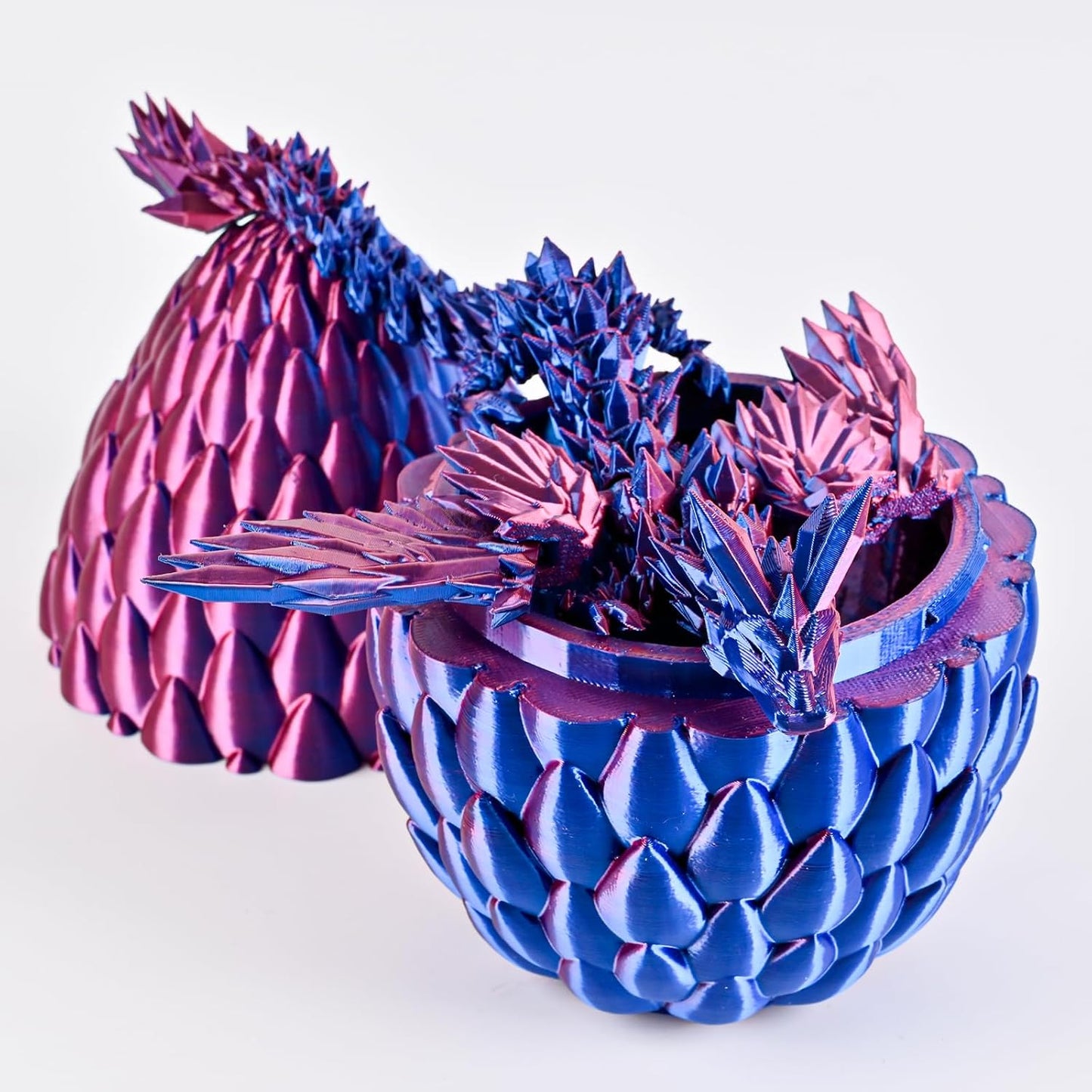 12inch Fly Dragon Egg, Year of The Dragon, 3D Printed Dragon, Executive Desk Toys, Articulated Dragon, Fidget Toys Gifts for Graduates Students Teachers Adults (Purple&Red)