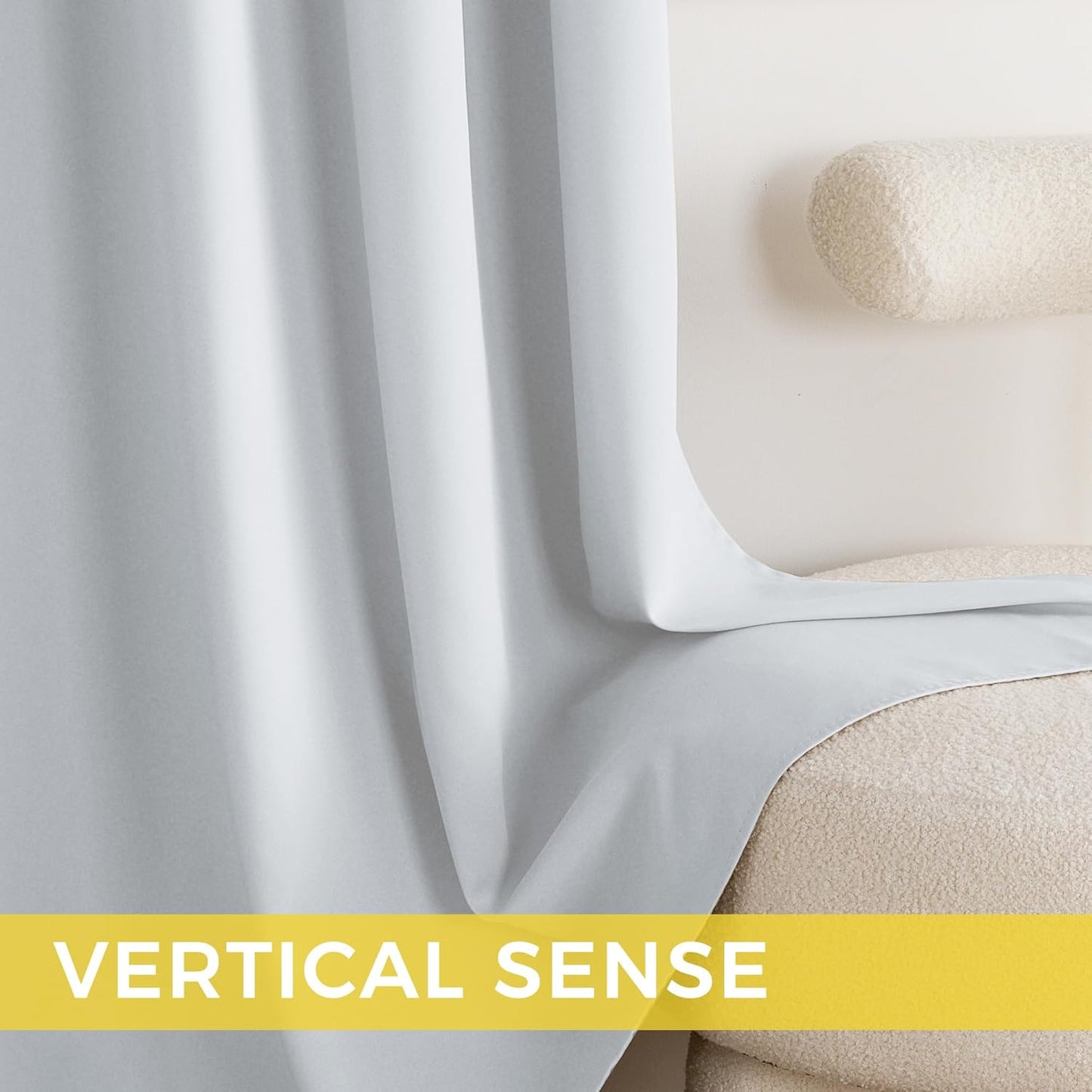 NICETOWN Greyish White Curtains for Bedroom 102 inches Long, Roon Darkening Grommet Curtains for Living Room, Noise Reducing Privacy Window Treatment Drapes for Nursery, Laundry Patio, 2 Panels, W52